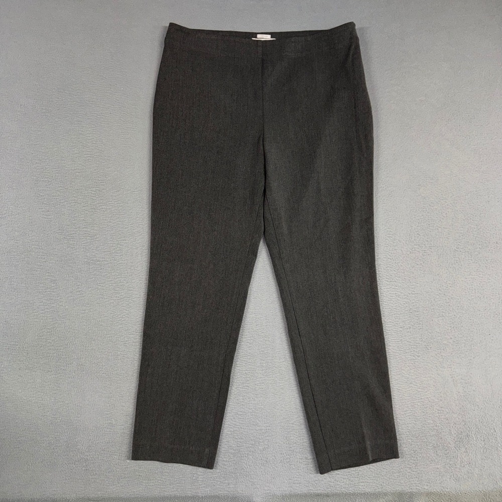 Talbots Pants Womens 14 Gray Heritage Straight Side Zip Stretch Trousers Dress